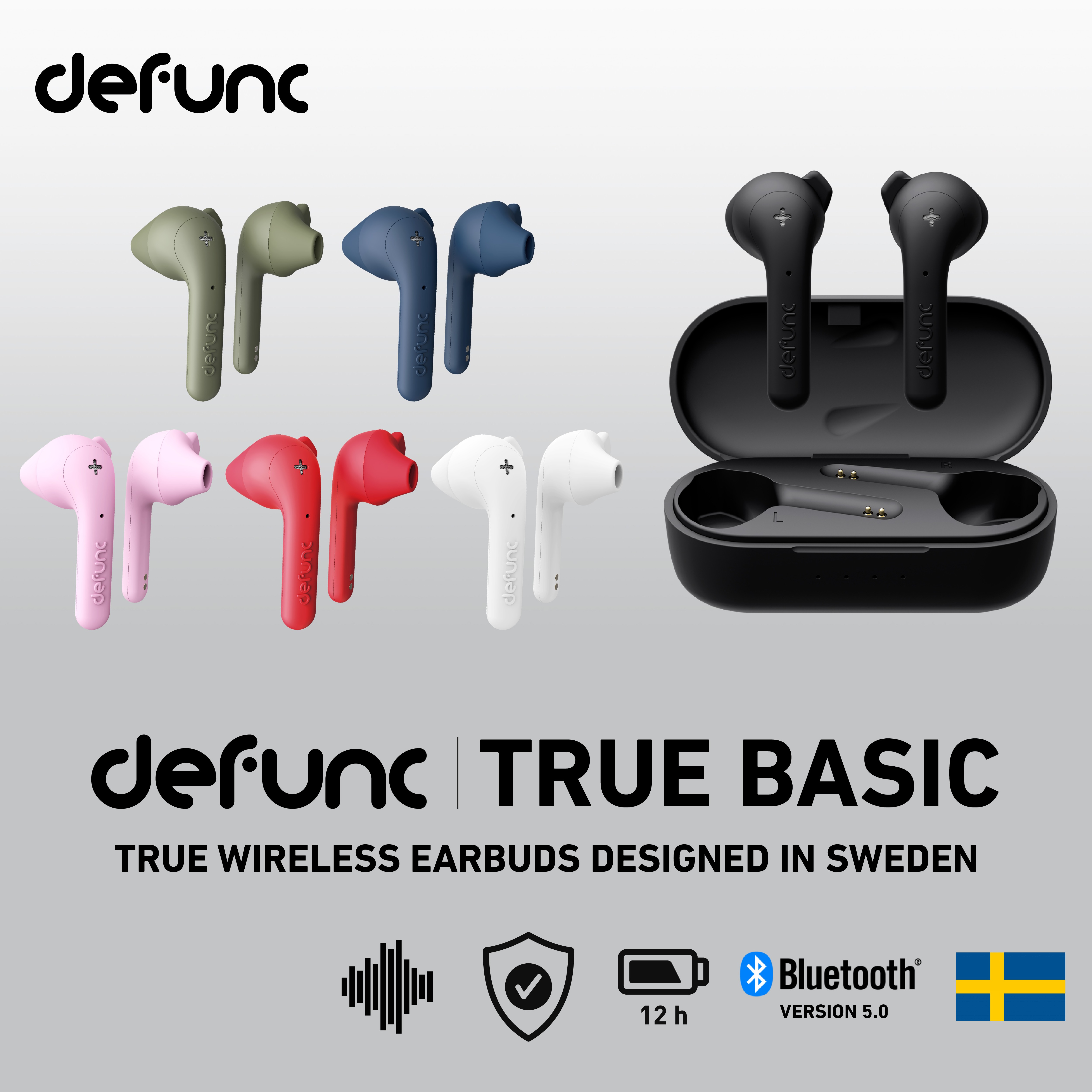 DEFUNC True Basic True Wireless Earbuds 4H Bluetooth 5.0 IPX4 Touch Control