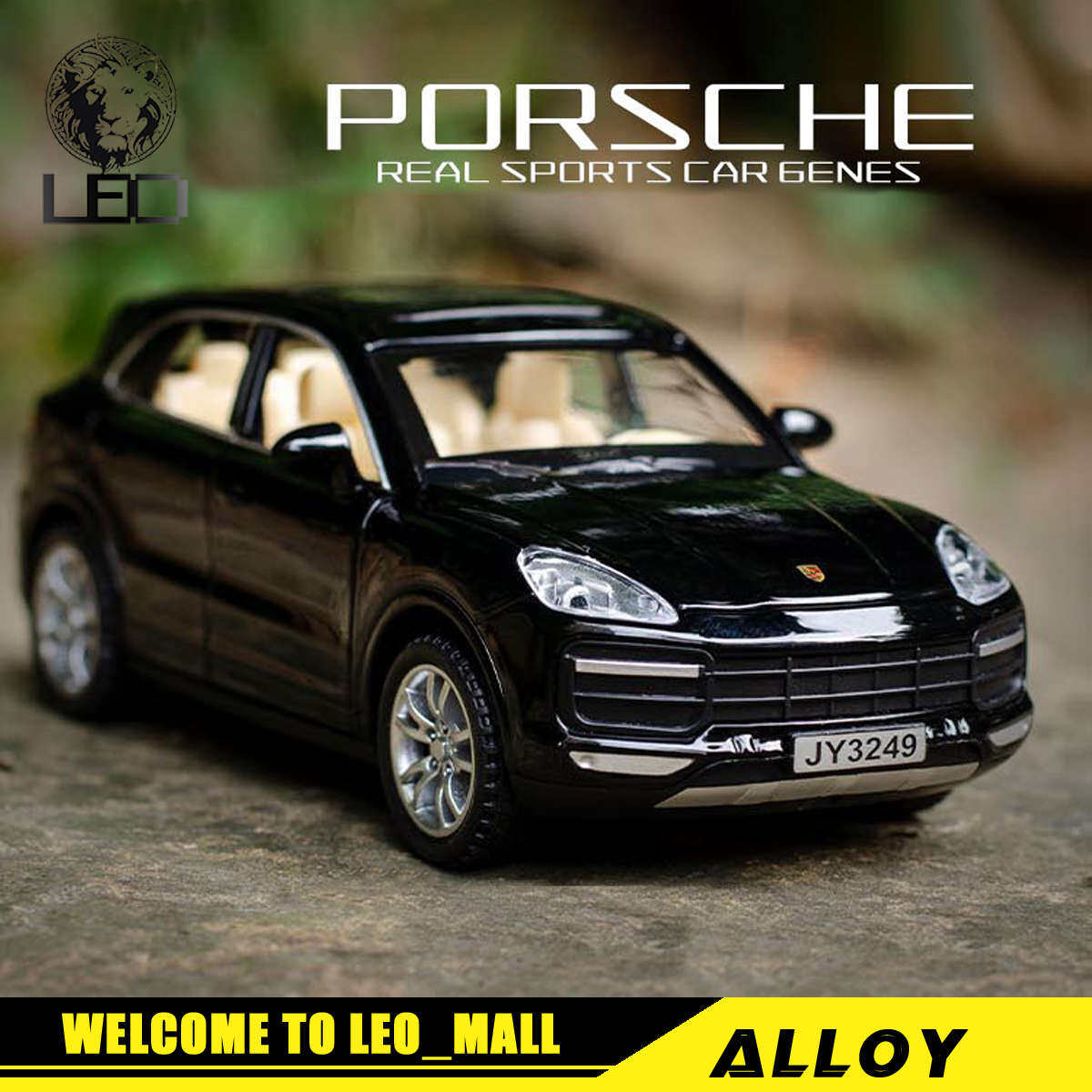 LEO 1:32 Porsche Cayenne Sound & light function the door can be opened diecast Alloy car model toys for boys toys for kids car for kids educational toys cheap prices