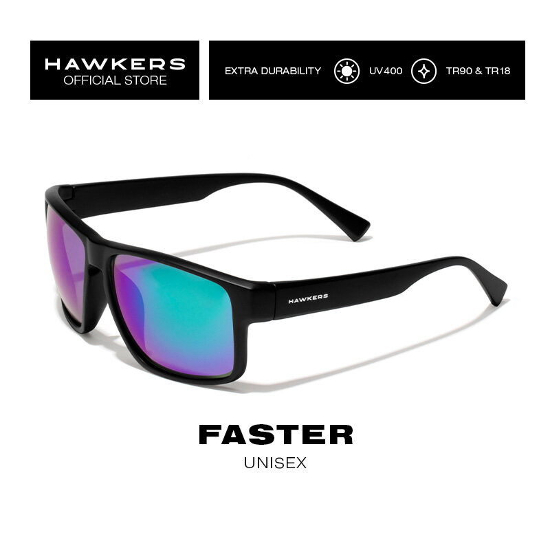 Hawkers - FASTER Black Emerald Sunglasses UV400 Men Women 110003