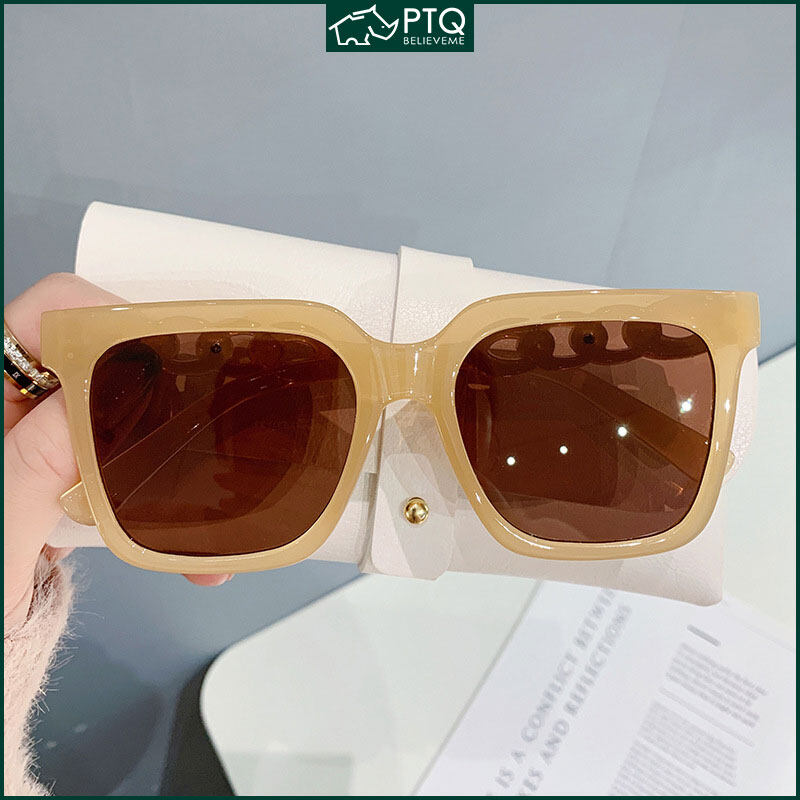 Sunglasses Ladies 2022 New Square Irregular Frame Chain New Retro Large Frame Sun Glasses PTQ