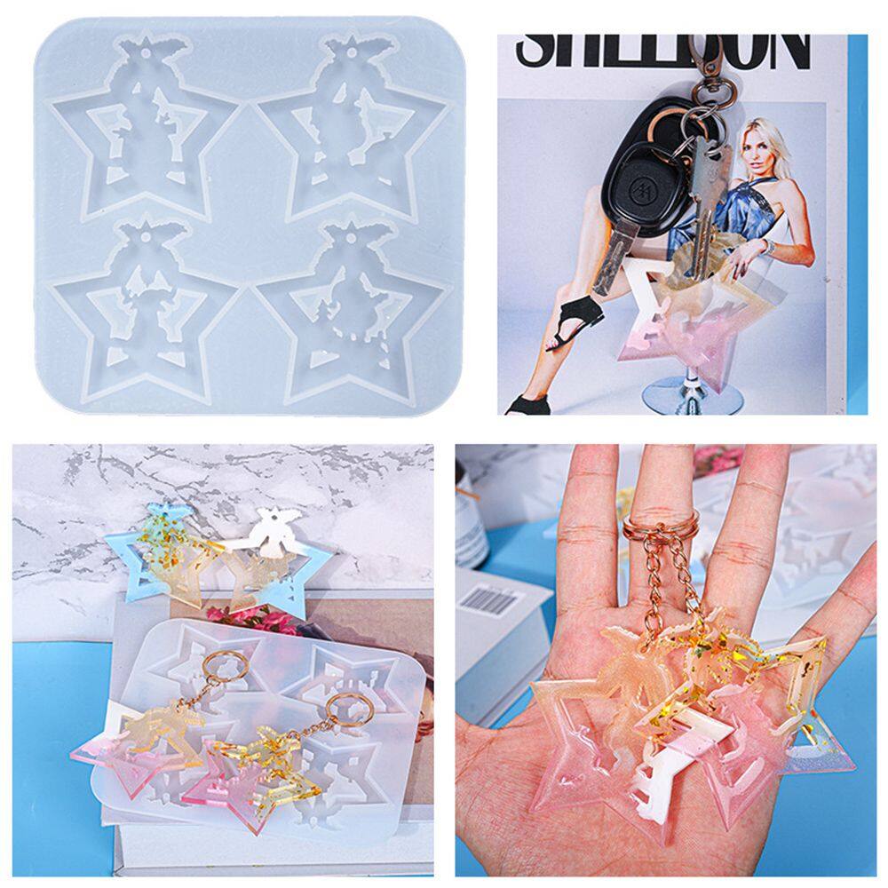 FINGERTIP ART Ornaments DIY Crafts Silicone Mold Resin Keychain Molds Five-pointed star Cute Keychains Epoxy Resin Kit