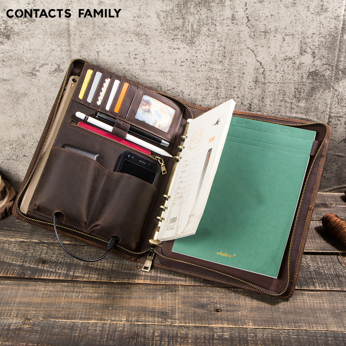 CONTACTS FAMILY For iPad Pro 11 Case 2020 Air 5 10.9 2022 A5 Binder Folder Genuine Leather Padfolio Cover for ipad Air 3 10.2“ Tablet case For Galaxy Tab S4 10.5 inch MATEPAD 10.1/10.8 inch