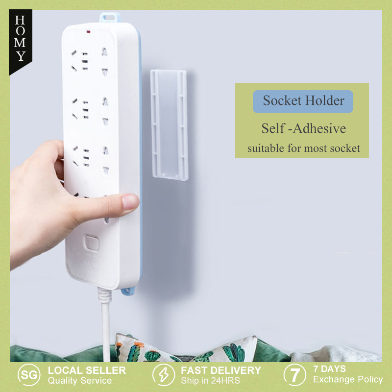 Plug Board Holder Socket Storage Wall-Mounted Extension Cord Holder Strong Paste without Punching for Power Strips Routers Remotes Wall Fans 360 Rotation