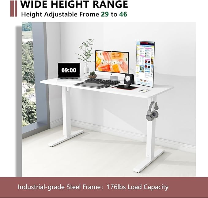 Standing Desk Adjustable Height-Whole Piece Desktop Stand Up Desk, Electric Standing Desk, Sit to Stand Desk for Home Office Computer Desk, Black